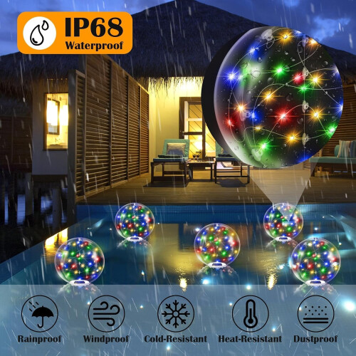 Solar Powered Floating Pool Lights, IP68 Waterproof, Remote Controlled (Colorful) 1