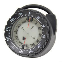 Underwater diving compass with reading window, diving tube clamp, ABS material for water sports navigation under 50 meters black
