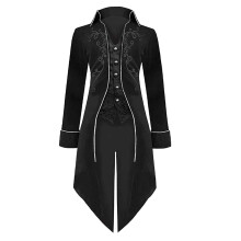 Medieval Clothing Men's Halloween Tailcoat Cosplay Carnival Jacket Viking Steampunk Victorian Frock Coat Tuxedo Black XL