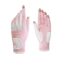 Golf gloves for ladies, microfiber, breathable, nonslip, soft, durable (Pink,17)
