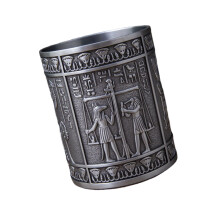 Retro Egyptian Embossed Pen Cup Cylinder Shape Metal Pen-A