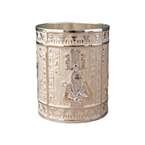 Egyptian Embossed Cylinder Pen Cup Multitunctional Alloy Pen-B
