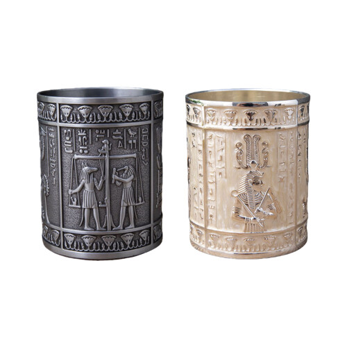 Egyptian Embossed Cylinder Pen Cup Multitunctional Alloy Pen-B 1
