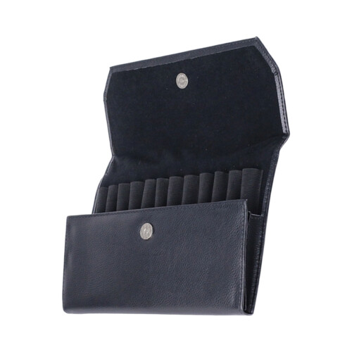 Leather Pen Case with 12 Slots Pen Case-black lychee pattern