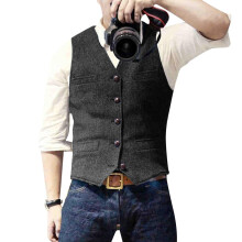 Men's Suit Vest Formal Wedding Slim Fit Single Breasted Sleeveless VNeck Pockets Solid Dress Vest Black 3XL