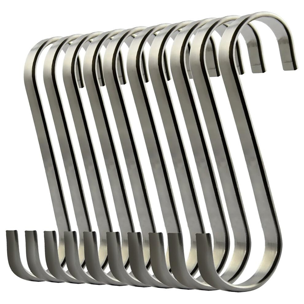 Effortless Organization With Stylish Design Stainless Steel S Shaped Hooks, Space Saving Hooks For Versatile Usage In Silver (10 Pieces) 9454554165530
