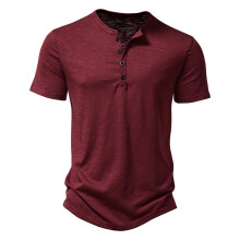 Men's ShortSleeved Shirts With Collar  Stretch Cotton Material, Lightweight, Slim Fit ButtonDown, Red XL