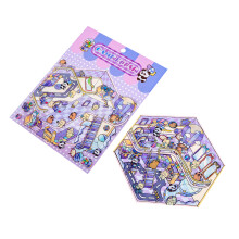 Cartoon 3D Miniatuur Scène Sticker Cabine Landschap-Spelwereld
