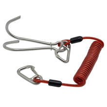 Double Head Diving Raft Rafting Hook, Coil Spring Cord Hook, Diving Safety Accessories, Green Rot