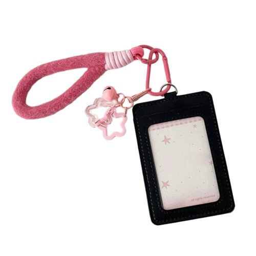 Double Layer Clear Card Protector Case PU Leather Photo-Black