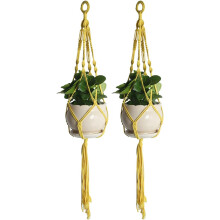 Decoração para casa com inspiração vintage, suportes de plantas em macramê, otimizam espaço, resistentes e com design elegante, amarelo,