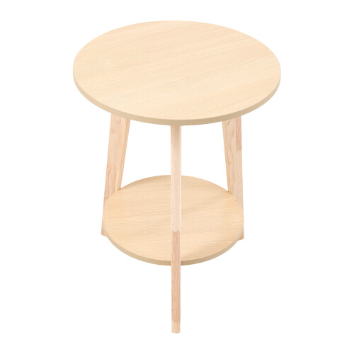 Living And Home 2-Tier Round Wooden Coffee Side Table, Wood Color 2