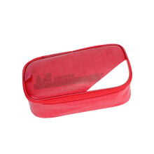Trousse à crayons en cuir PU de grande capacité, sac à -Rouge