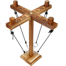 Hooks Ring Toss Game for Adults Handmade Wooden Bow Throwing Hooks 4 Players Wooden Throwing Hooks and Rings Game Fast Interactive Game for 4 People