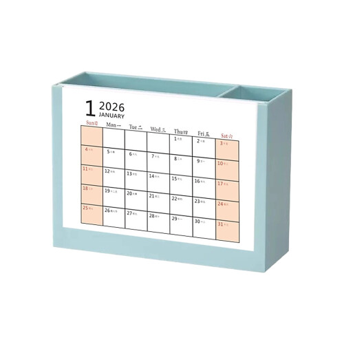 Support à stylos en plastique avec calendrier de-Bleu ciel