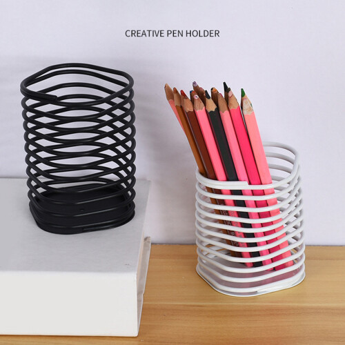 Support de stylo à ressort en métal de forme carrée de-Blanc 2