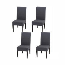 Chair Covers Set of 4, Grey Removable Washable Slipcovers for Dining Room, Stretch Fabric Parson Chair Protection, Easy to Clean Chair Covers, Elastic