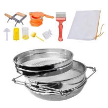 Beekeeping Tool Set Double Sieve Honey Harvesting Kit For Beekeepers With Uncapping Fork Honey Gate And Filter Bag