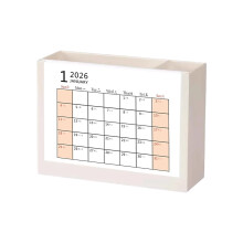 Calendrier mensuel de bureau 2026 avec gobelet-Couleur blanche