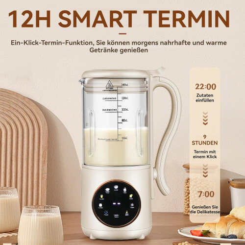 Automatic Plant Milk Maker, 1.4L Soy  Nut Milk Machine with 9 Functions, LED Touch Screen, BPA, White 1