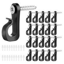 Ganchos para colgar luces para decoraciones navideñas, clips de montaje para luces navideñas con tornillo de acero inoxidable, gancho en S