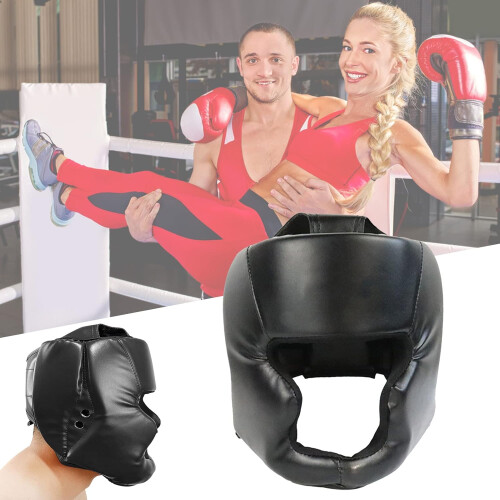 Boxing Headgear Closed Type, Professional Head Guard Sparring Helmet Black 2