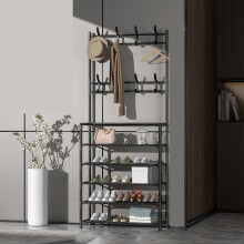Organizador de zapatos y abrigos de varios niveles, solución de almacenamiento para pasillos con ganchos metálicos de doble capa, perchero
