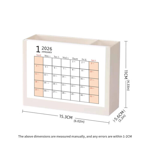 Schreibtisch-Stift-Organizer mit Monatskalender 2026,-Rosa 1