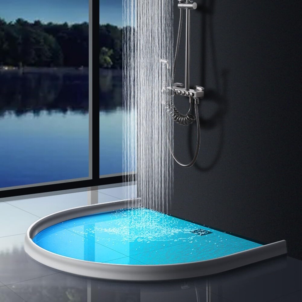 Silicone Shower Water Stopper Dam Barrier For Bathroom And Kitchen Flexible Threshold Strip With Acrylic White 200Cm Dry Wet Separation 9323874428673