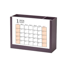 Set aus Kunststoff-Stift-Organizer und Tischkalender-Pflaume