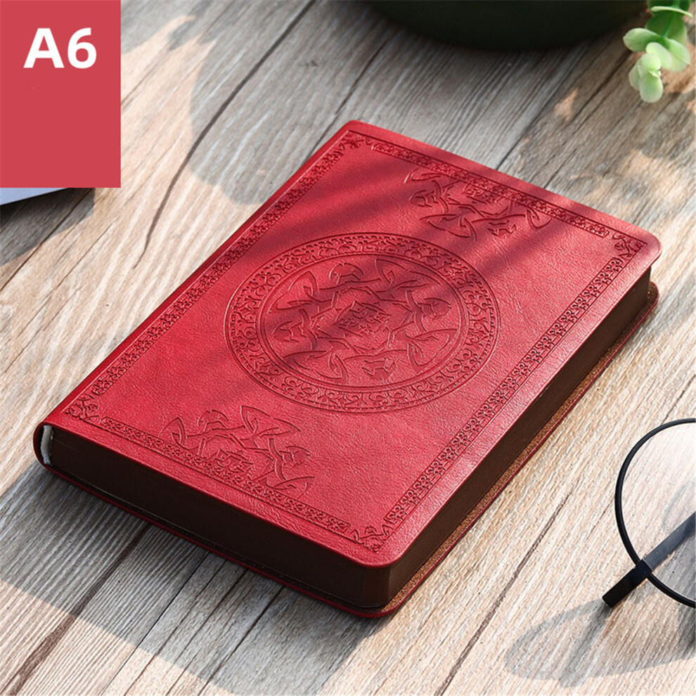 Retro Leather Journal Notebook Thicken Notepad Planner- Red 7704000431804