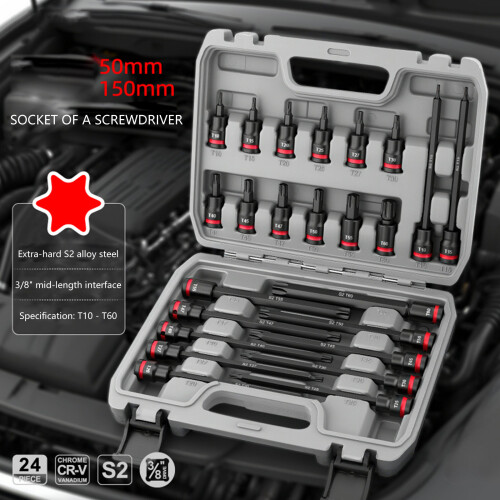 3/8inch Drive Impact Bit Socket Reinforced Power Nut Driver Set 1