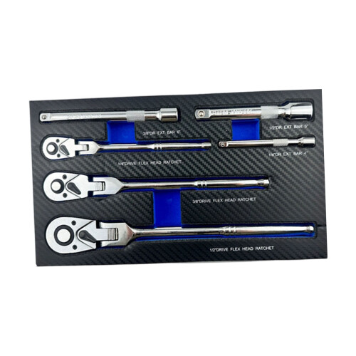 Ratchet Spanner Set Flexible Head Design 3 Extension-6pc blue