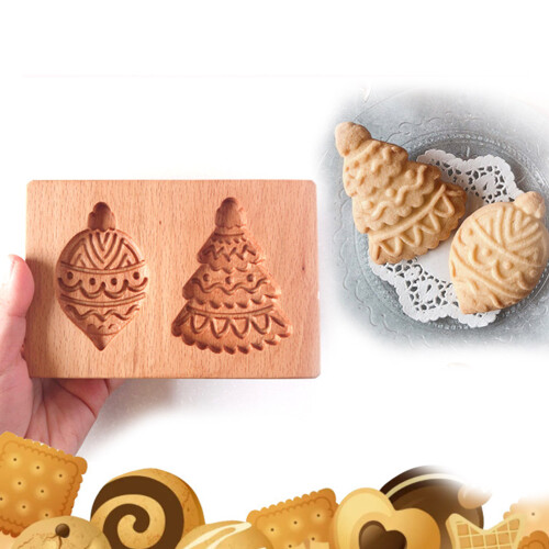 Handcrafted Wood Cookie Cutter Retro Kitchen Tool Nonstick-A 2
