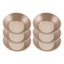 6pcs Rust Resistant Round Tarts Molds Nonstick Coating-Gold