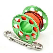 Scuba Diving Reel Aluminium 316 Stainless Steel Double Bolt 15m Green Underwater Snap Spool Safety Reel For Cave Diving