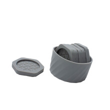 Hexagonal Shape Coaster Set Nonskid Bottom And Box For Hot-Gray