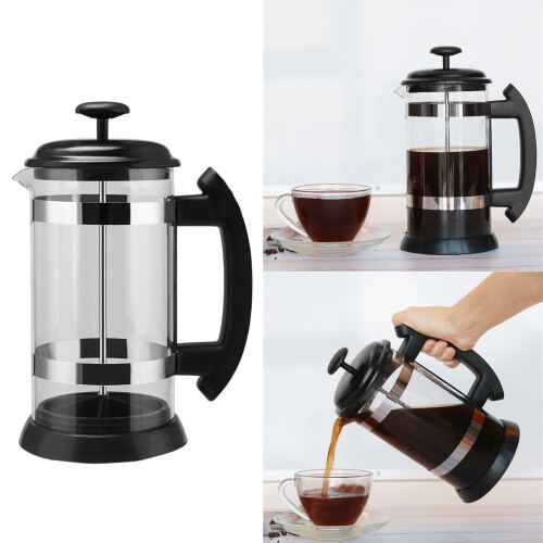 Professional Coffee Press Stainless Steel Frame Glass-Black 2