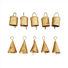 10 Stück Vintage-Hängeglocken, Weihnachtsdekoration, Kuhglocken mit Seil, Stil A