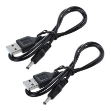 2 unidades de cabo USB preto de 3,5 mm x 1,3 mm para carregamento e alimentação.