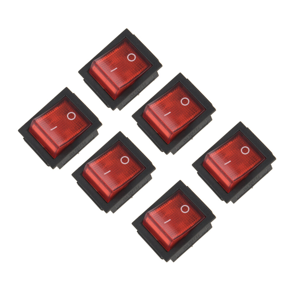 6X Red Light 4 Pin Dpst On/Off Snap In Rocker Switch 15A/250V 20A/125V Ac 28X22mm 4854107123973