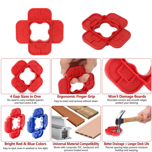 Multifunctional Deck Spacing Plastic Construction Spacer-Red 2