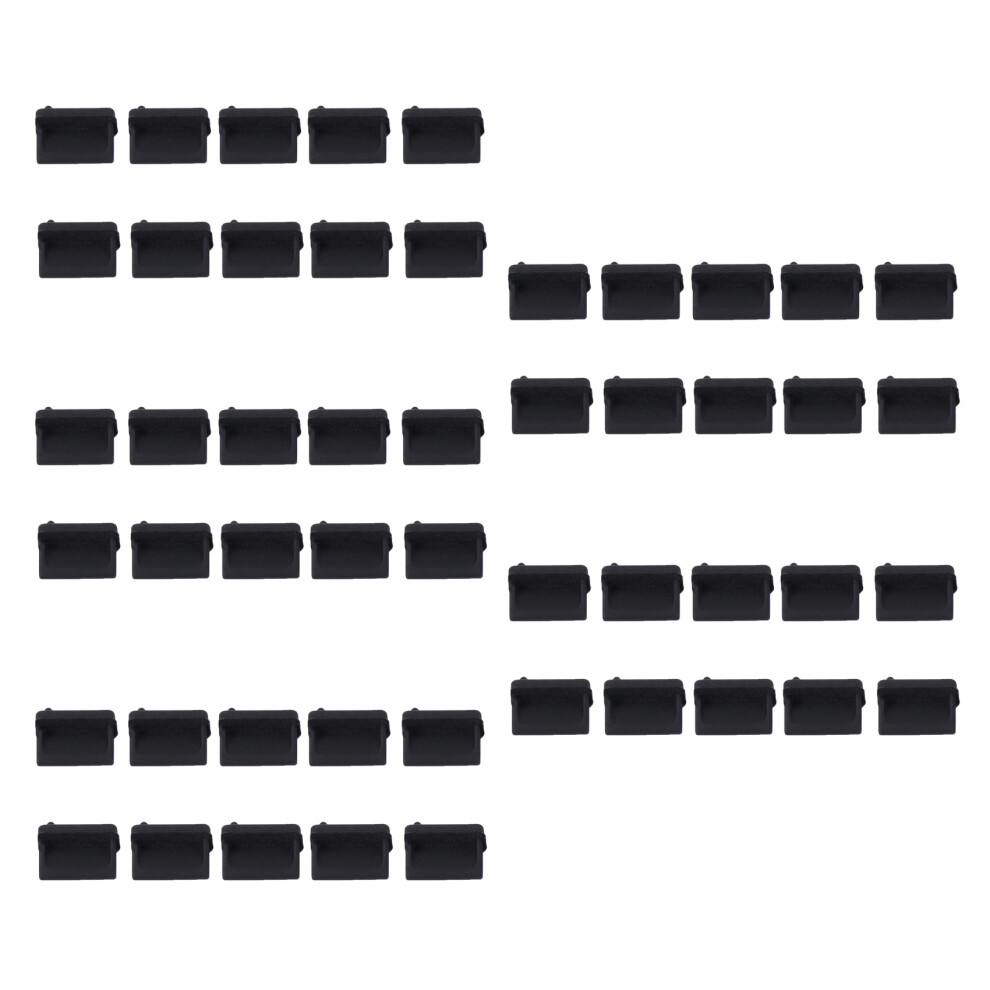 50 Pcs Silicone Usb Port Plug Dustproof Plug Stopper Protection Cap Black 4852464856510