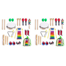 Set di 2 strumenti musicali per bambini con borsa per il trasporto, set di giocattoli a percussione musicale per bambini con xilofono