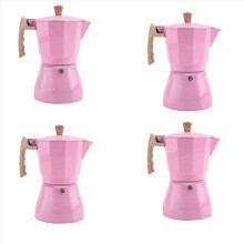 Cafetera italiana para café expreso, latte, moka, 4 unidades, color rosa, 300 ml