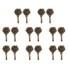 Conjunto de 16 prendedores de cortina de metal em formato de rosa, com ganchos para parede.