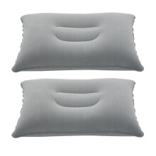 2 almohadas inflables plegables portátiles de doble cara para viajes, aviones y hoteles. Disponible en gris claro.