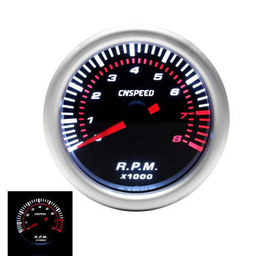 Tacômetro Automotivo de 52mm (2 polegadas) - Medidor de RPM Universal 12V para Carro e Motor com Ponteiro LED Branco 1