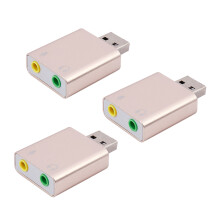 3X USB Sound Card 7.1 External USB to Jack 3.5mm Headphone Adapter Stereo Audio Mic Sound Card for Pc Computer Laptop
