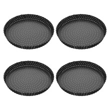 4 Pack Quiche Tart Pan,5 Inch Round Perforated Pizza Baking Tray Non-Stick Tart Tin with Holes for Cakes,Pies,Quiches